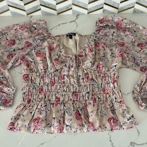 Express Flora Long sleeve Blouse Cinched waist Size Medium